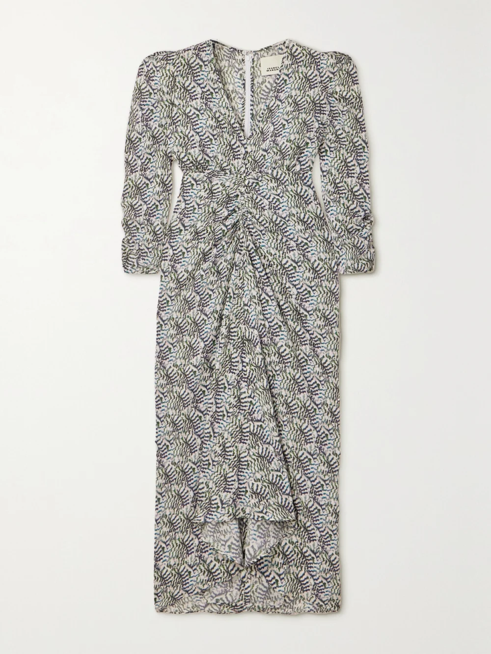 Isabel Marant Albini Asymmetric Printed Silk-blend Crepe Dress in ecru