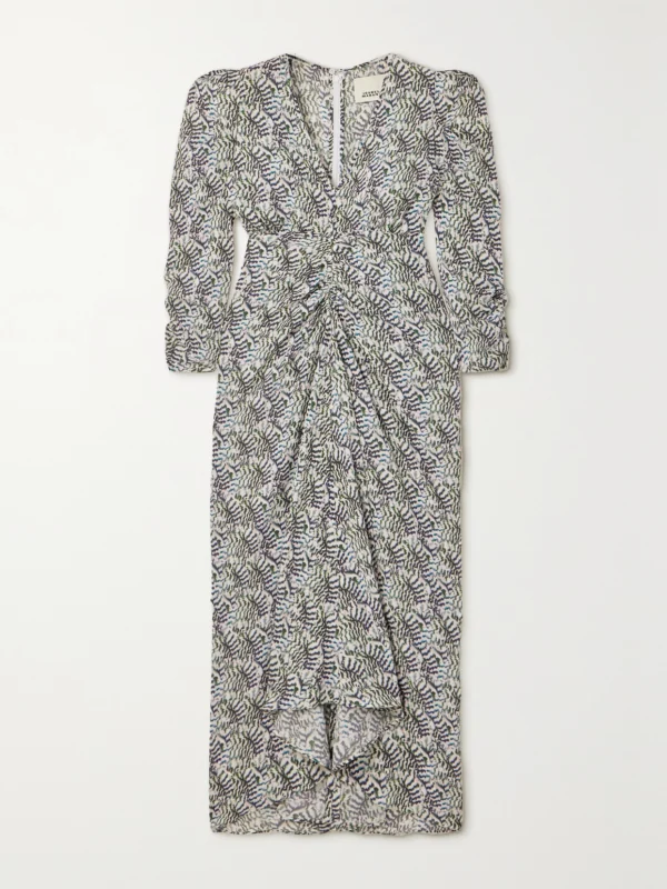 Isabel Marant Albini Asymmetric Printed Silk-blend Crepe Dress