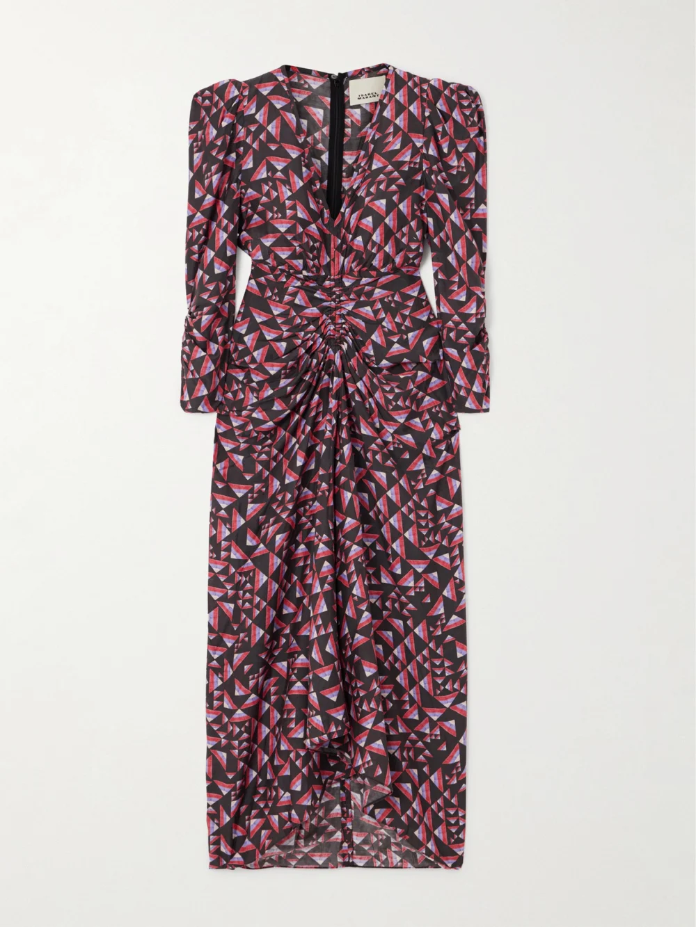 Isabel Marant Albini Gathered Printed Voile Midi Dress in multi