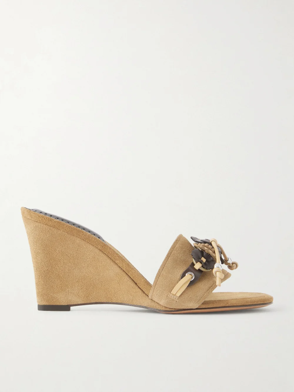 Isabel Marant Anee Flower-embellished Suede Wedge Sandals in taupe