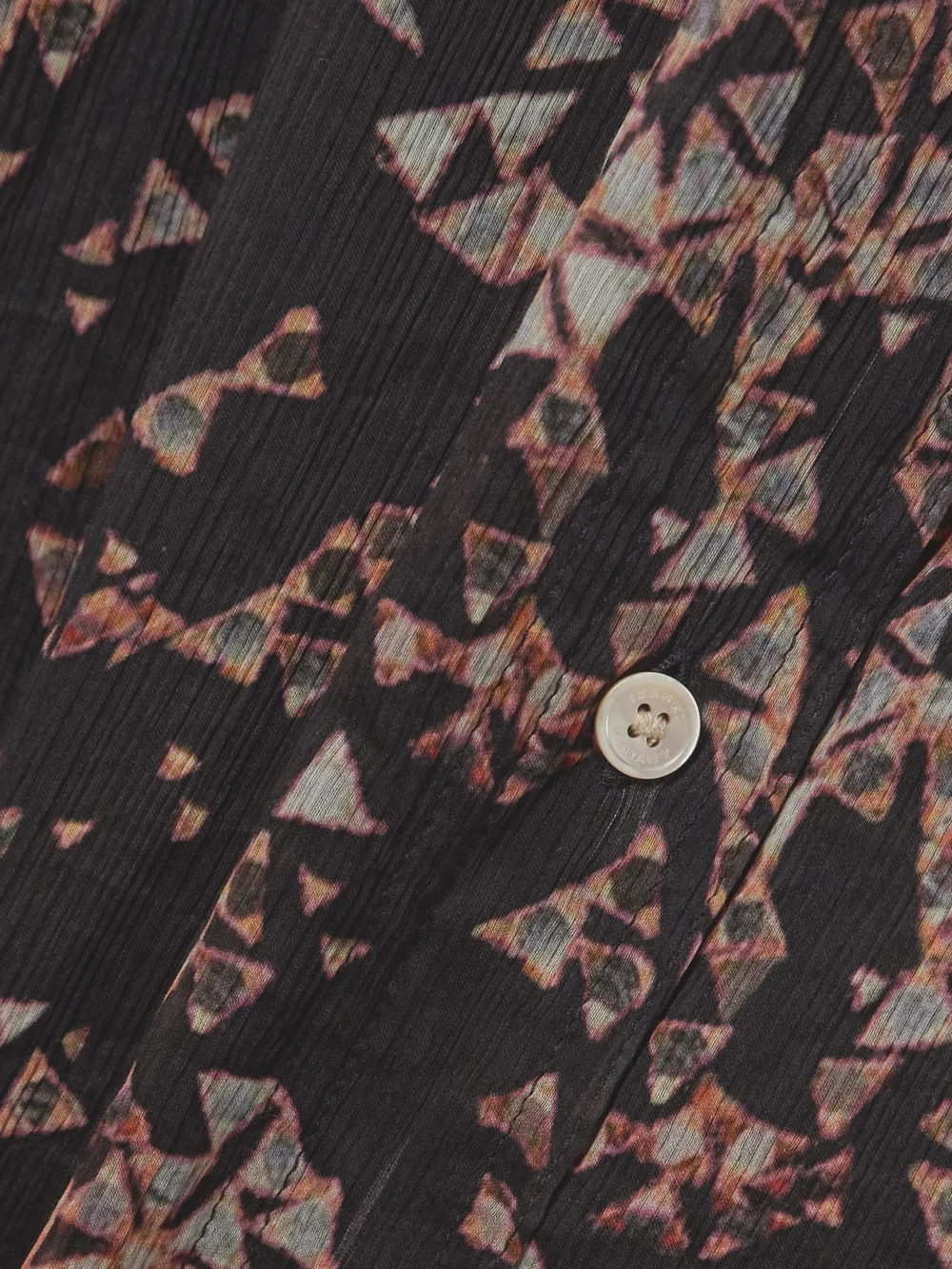 Close-up detail of the Isabel Marant Anesy Gathered Printed Cotton and Silk-blend Crepon Midi Shirt Dress