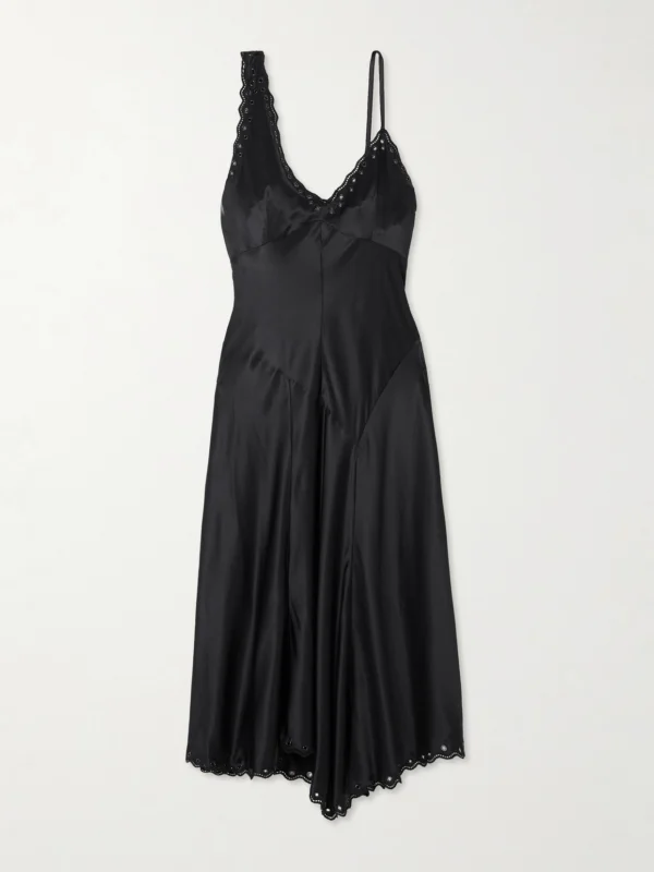Isabel Marant Ayrich Asymmetrical Eyelet-embellished Silk Midi Dress