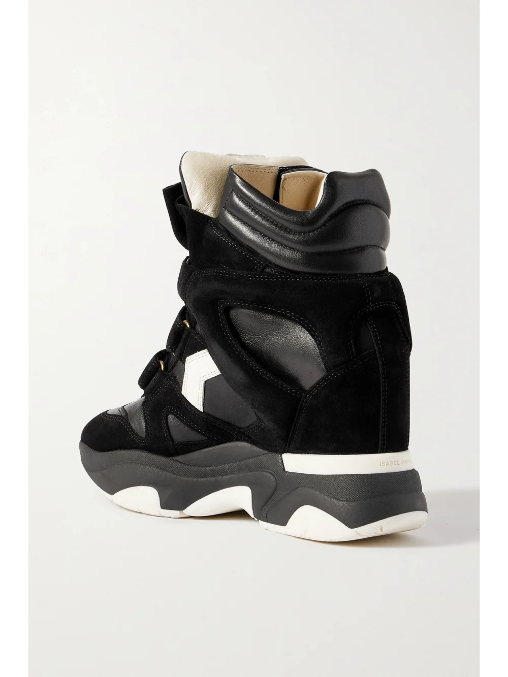 Back view of the Isabel Marant Balskee Leather and Suede High-top Wedge Sneakers