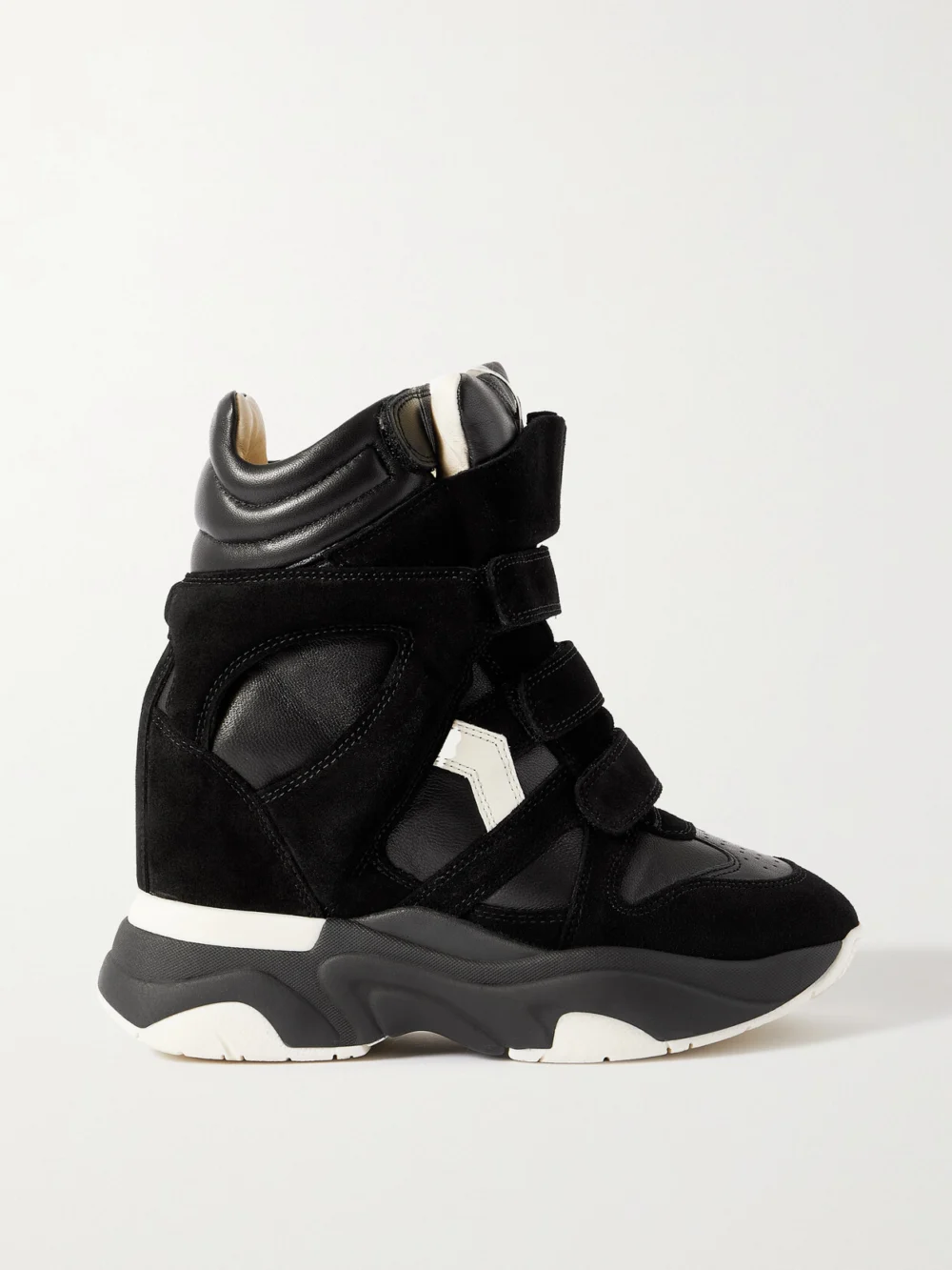 Isabel Marant Balskee Leather and Suede High-top Wedge Sneakers in black