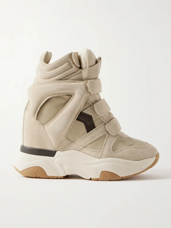Isabel Marant Balskee Leather and Suede High-top Wedge Sneakers