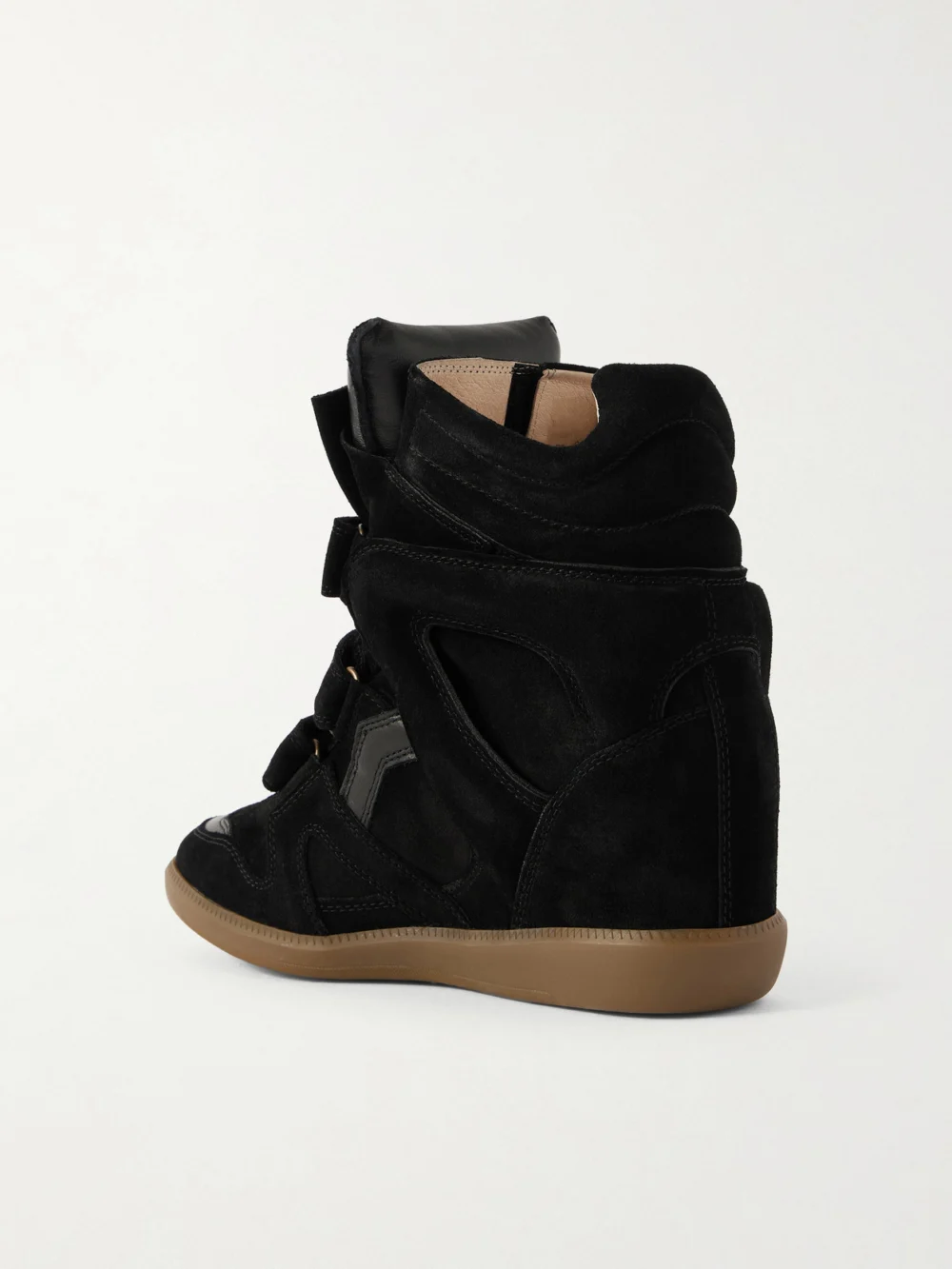 Back view of the Isabel Marant Bekett Leather-trimmed Suede High-top Wedge Sneakers