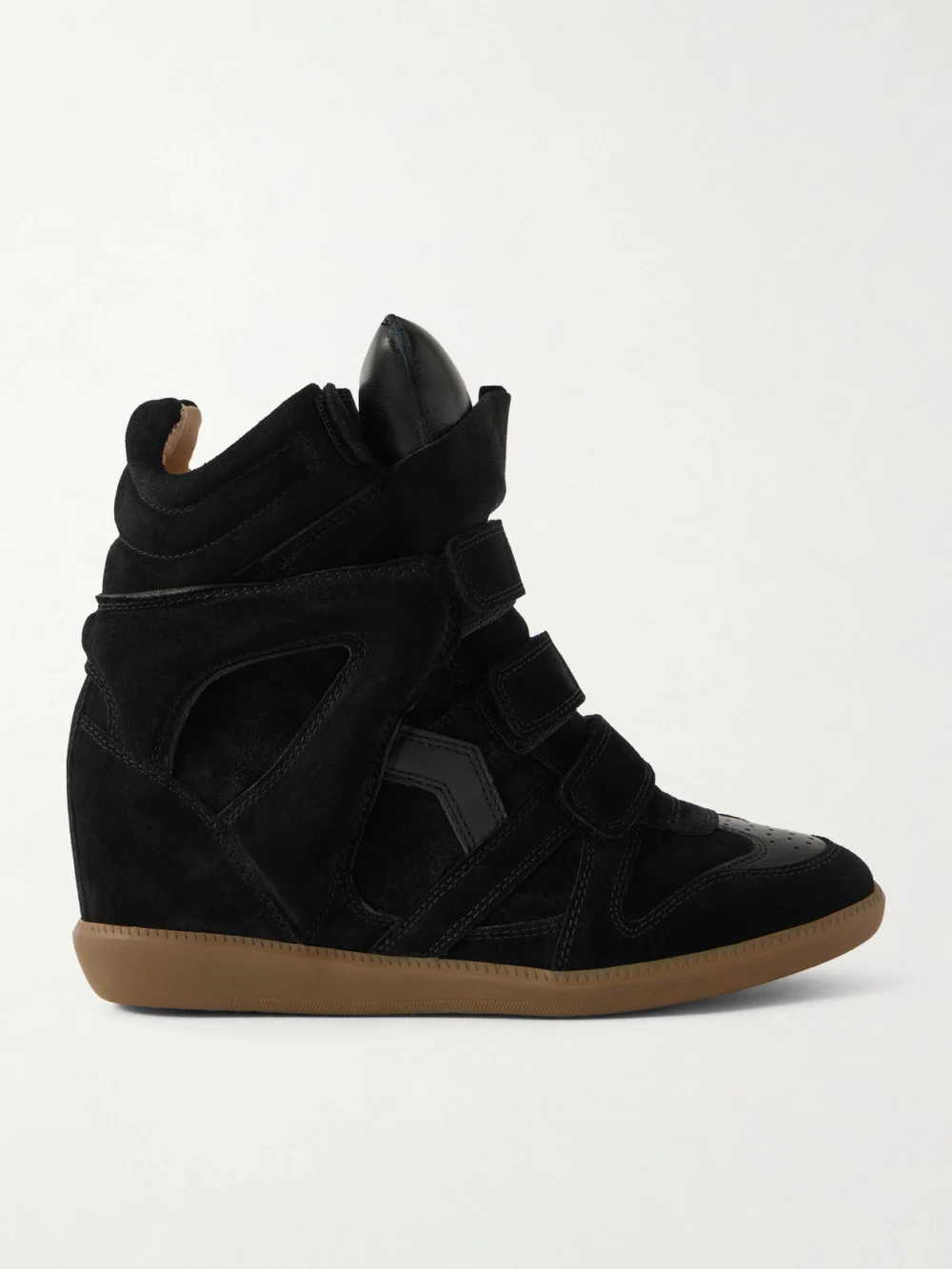 Isabel Marant Bekett Leather-trimmed Suede High-top Wedge Sneakers in black