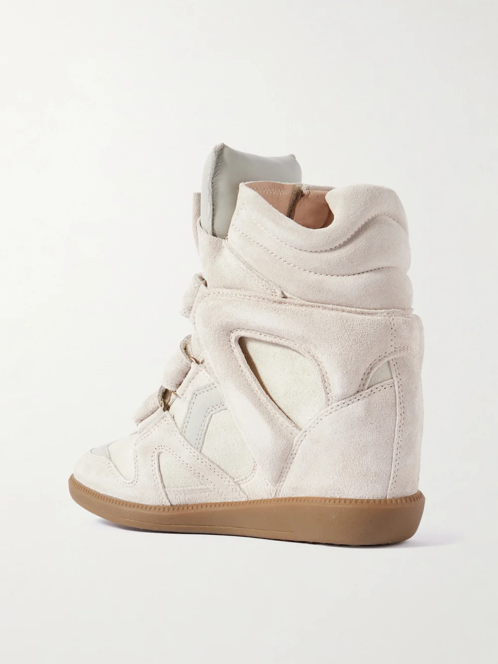 Back view of the Isabel Marant Bekett Leather-trimmed Suede High-top Wedge Sneakers