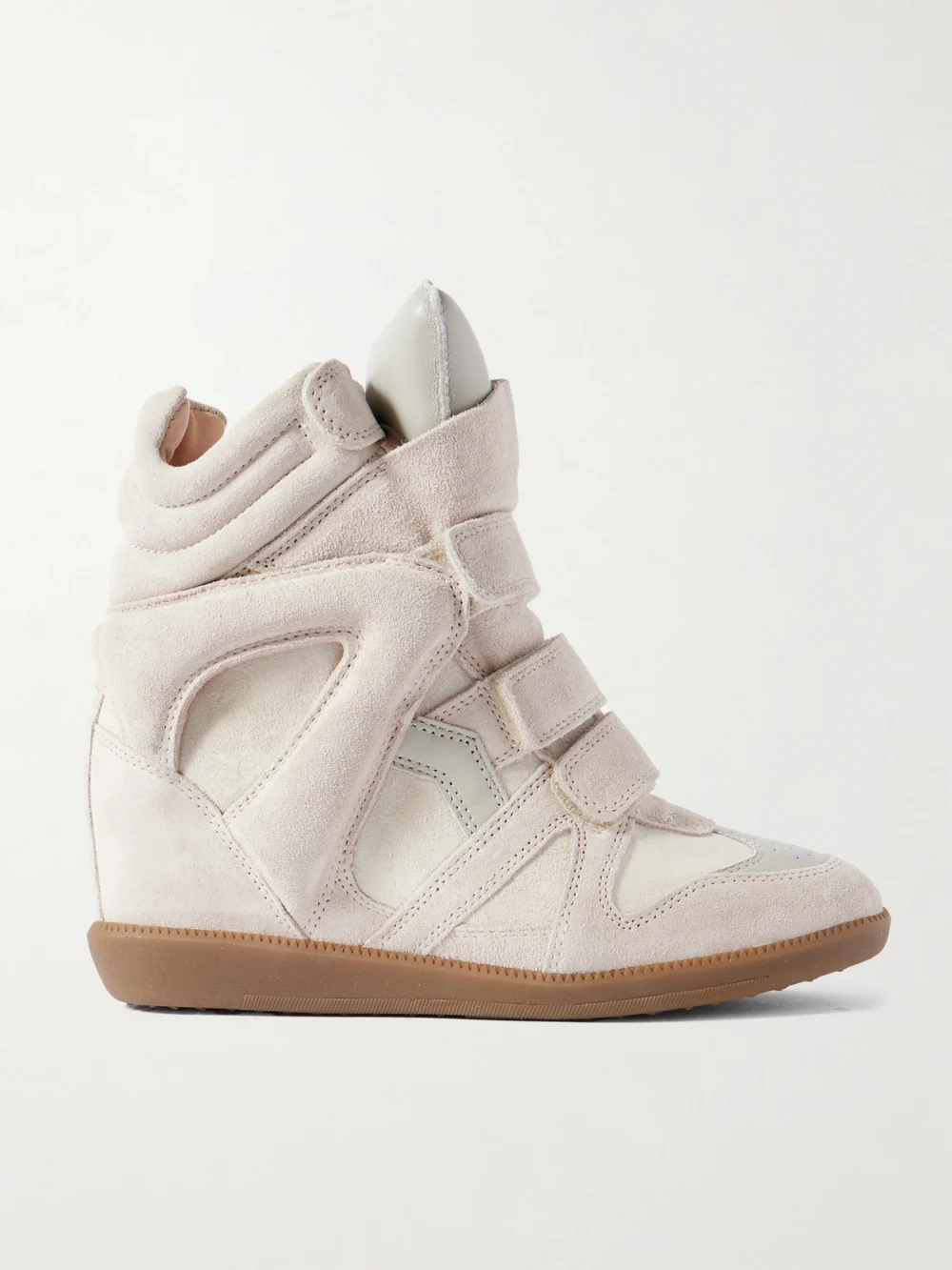 Isabel Marant Bekett Leather-trimmed Suede High-top Wedge Sneakers in neutral