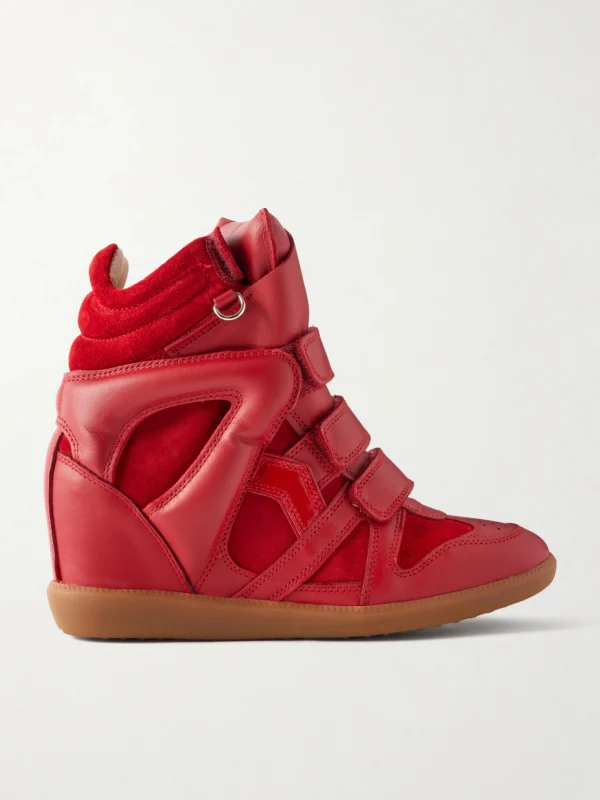 Isabel Marant Bekett Leather-trimmed Suede Wedge Sneakers