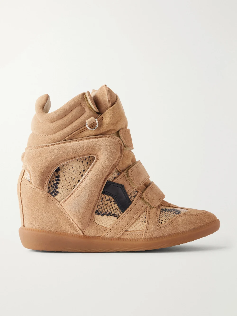 Isabel Marant Bekett Suede-trimmed Snake-effect Leather Wedge Sneakers in multi