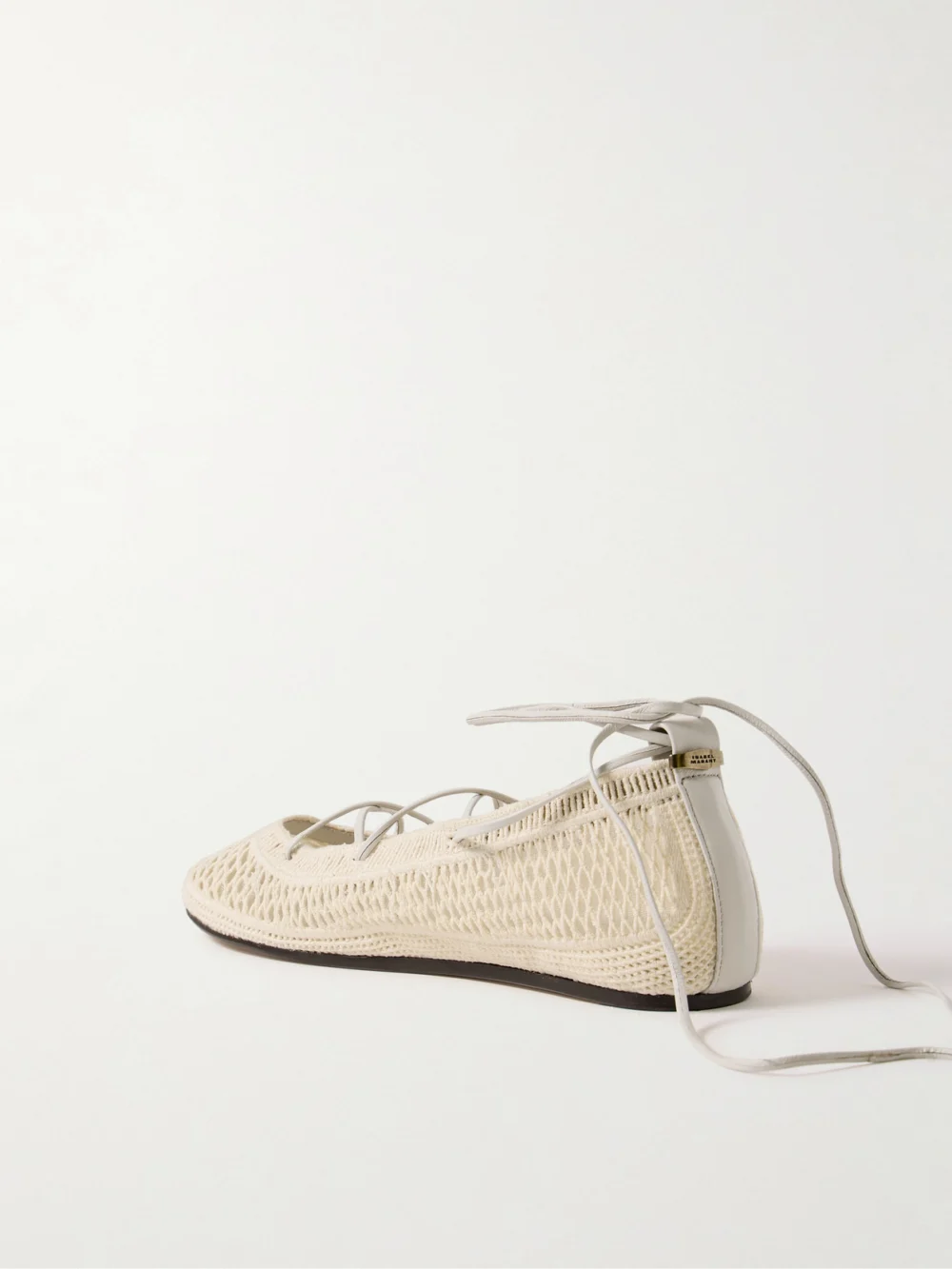 Back view of the Isabel Marant Belna Leather-trimmed Crocheted Ballet Flats