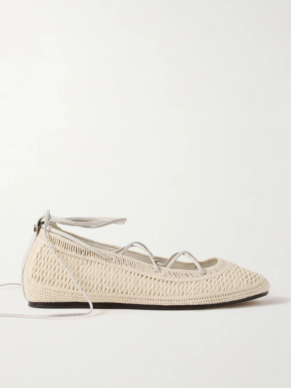 Isabel Marant Belna Leather-trimmed Crocheted Ballet Flats in ecru