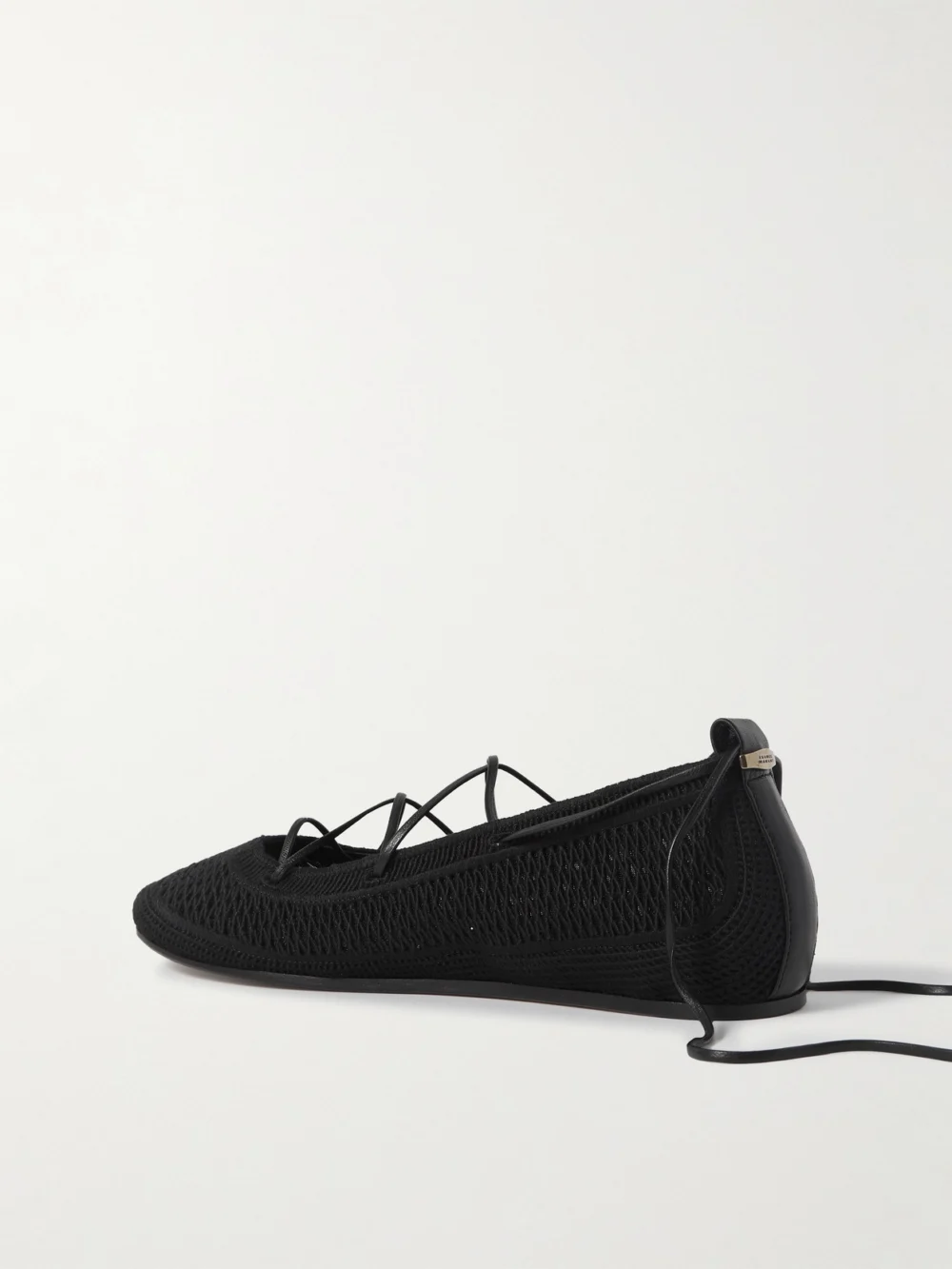 Back view of the Isabel Marant Belna Leather-trimmed Woven Ballet Flats