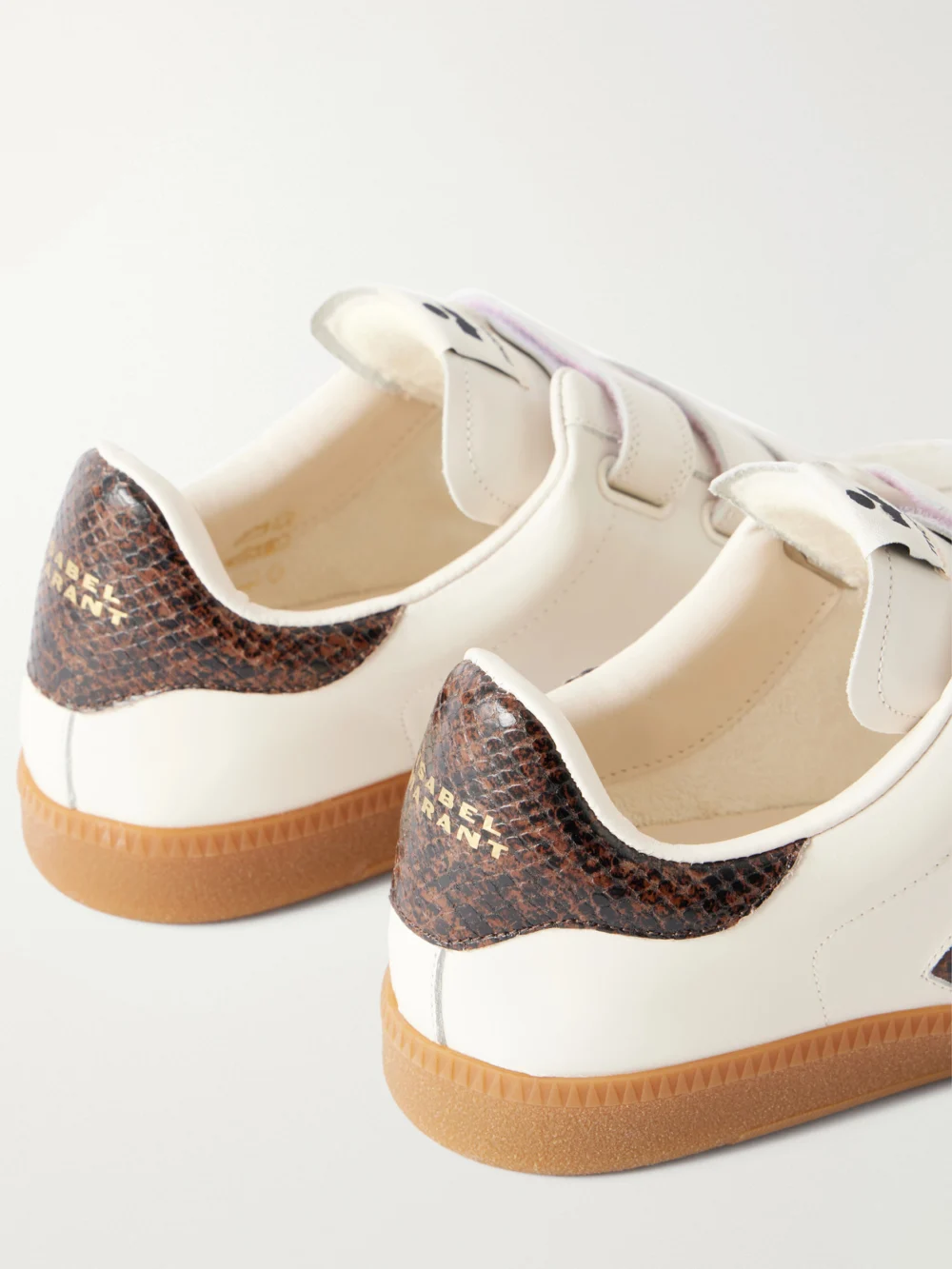 Close-up detail of the Isabel Marant Beth Leather-trimmed Suede Sneakers