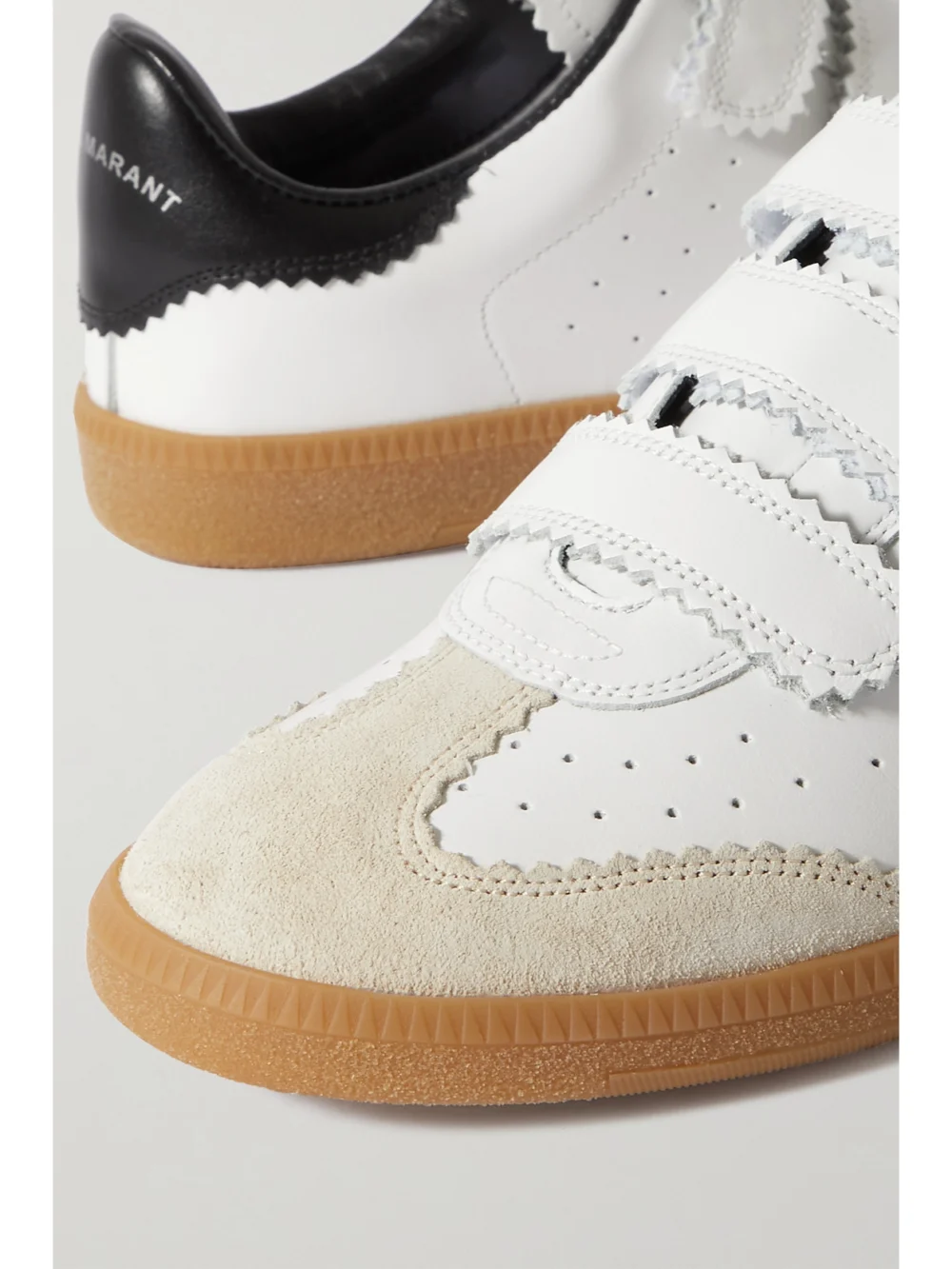 Close-up detail of the Isabel Marant Beth Suede-trimmed Leather Sneakers
