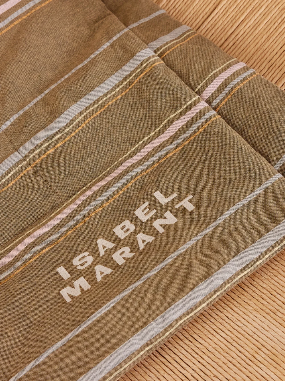 Close-up detail of the Isabel Marant Blanket Stripes Embroidered Cotton Blanket
