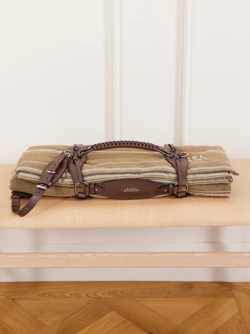 Isabel Marant Blanket Stripes Embroidered Cotton Blanket in brown