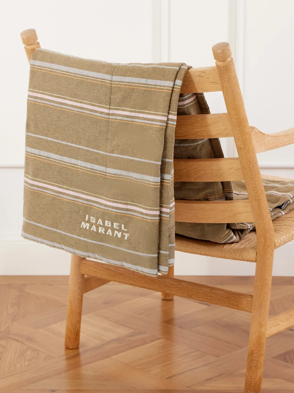 Isabel Marant Blanket Stripes Embroidered Cotton Blanket, styled view