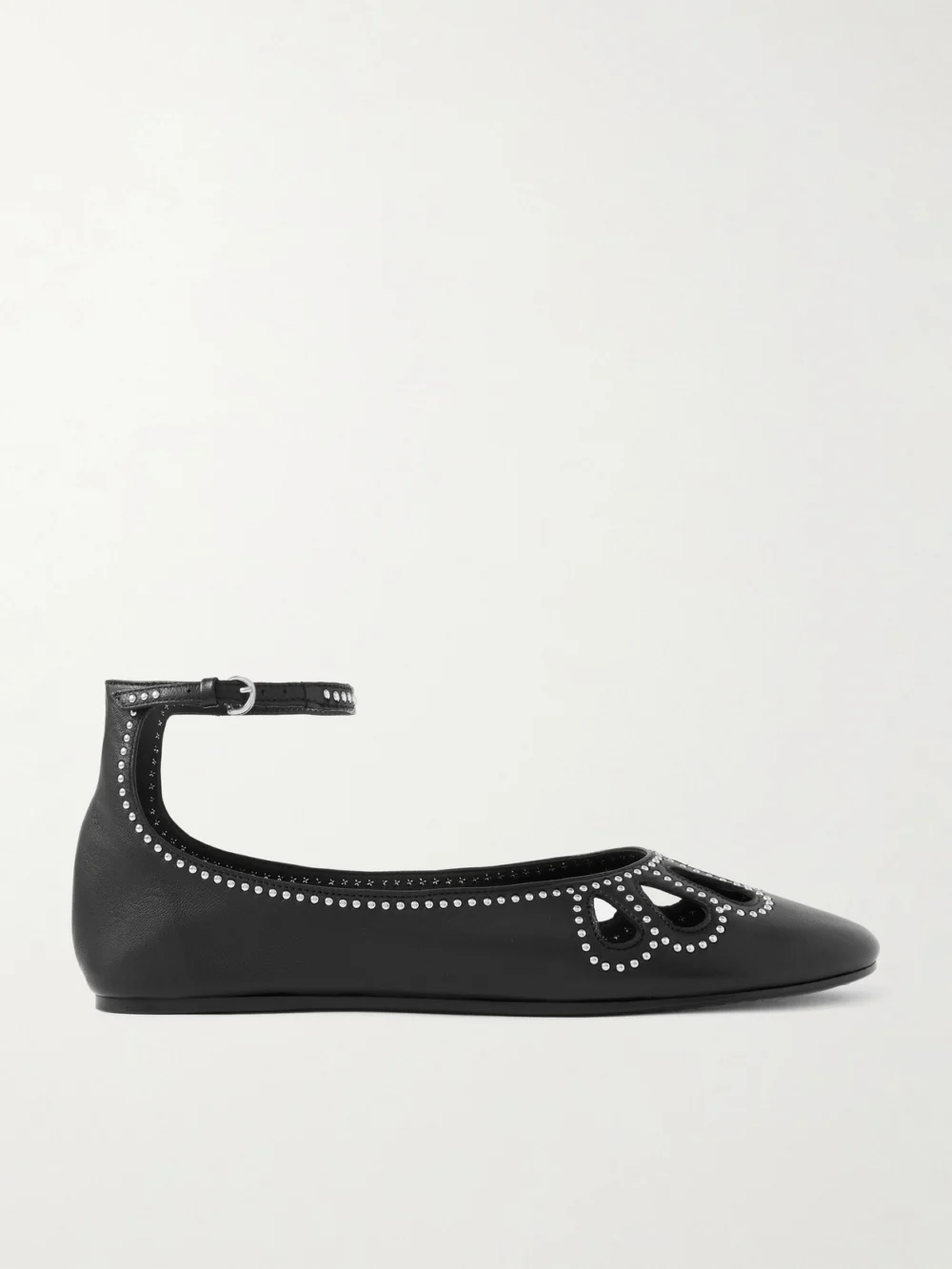 Isabel Marant Bloris Studded Cutout Leather Ballet Flats in black