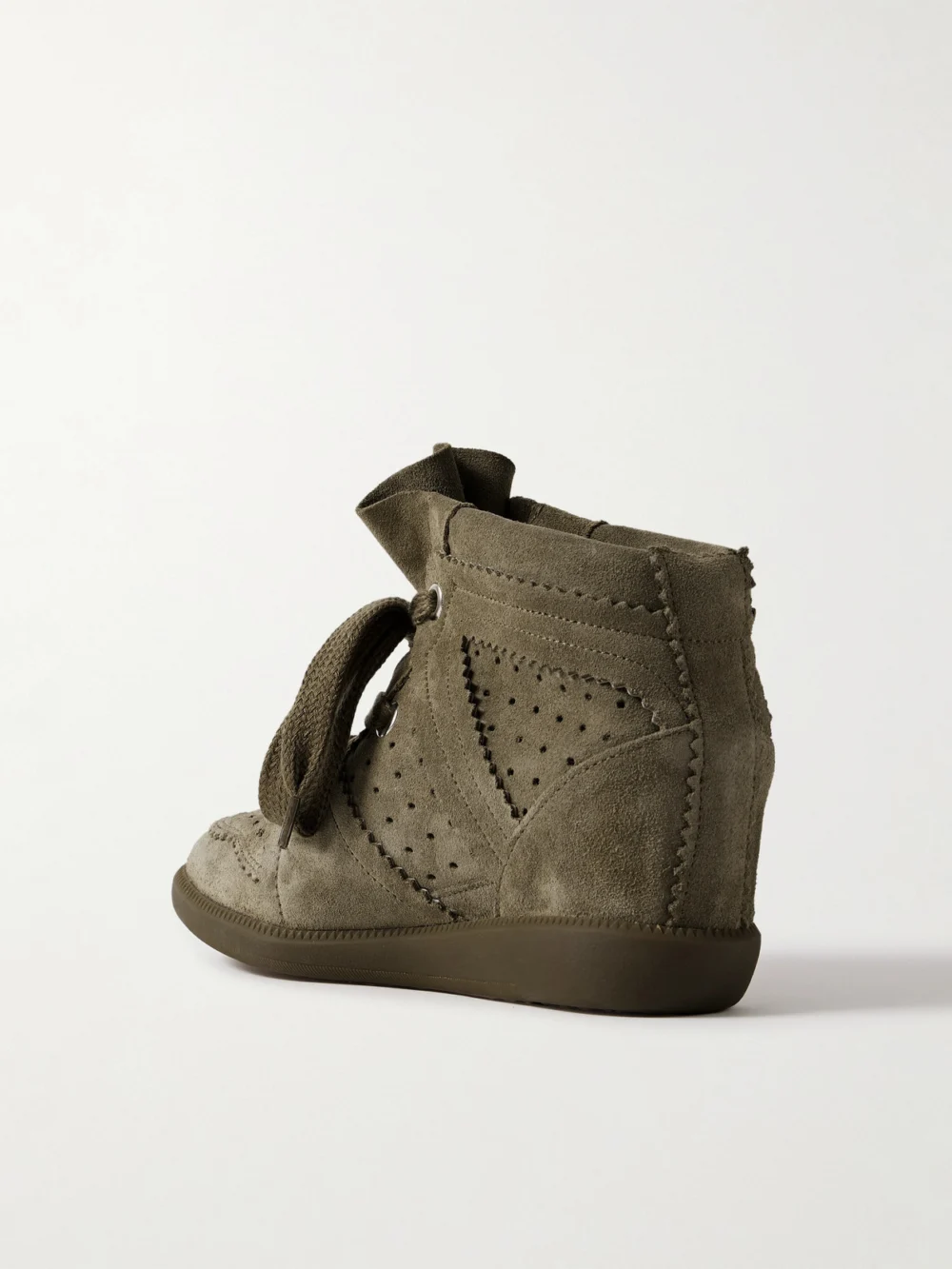 Back view of the Isabel Marant Bobby Perforated Suede Wedge Sneakers
