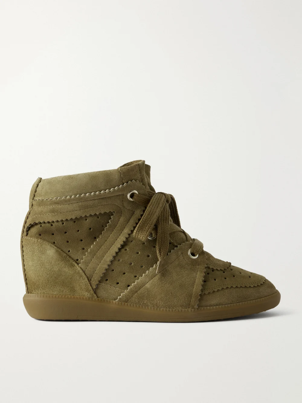 Isabel Marant Bobby Suede Wedge Sneakers in taupe