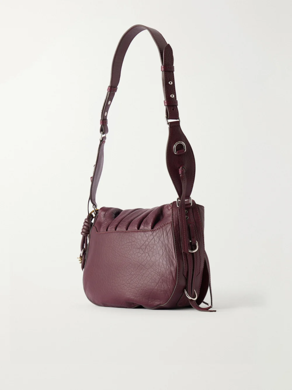 Back view of the Isabel Marant Bolton Embellished Tasseled Textured-leather Shoulder Bag