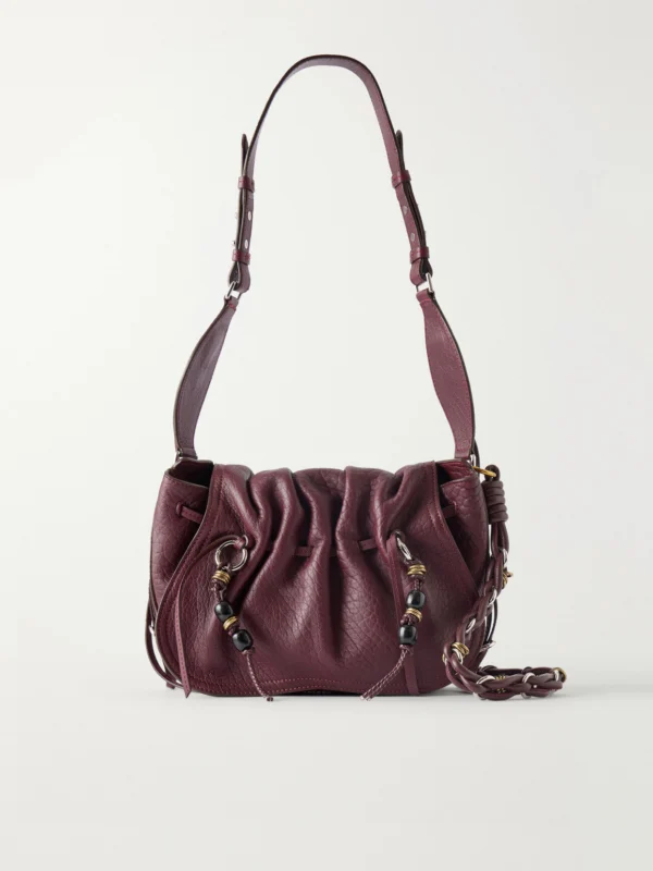 Isabel Marant Bolton Embellished Tasseled Textured-leather Shoulder Bag