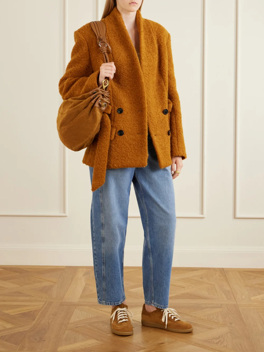 Isabel Marant Brecy Leather-trimmed Suede Sneakers, styled view