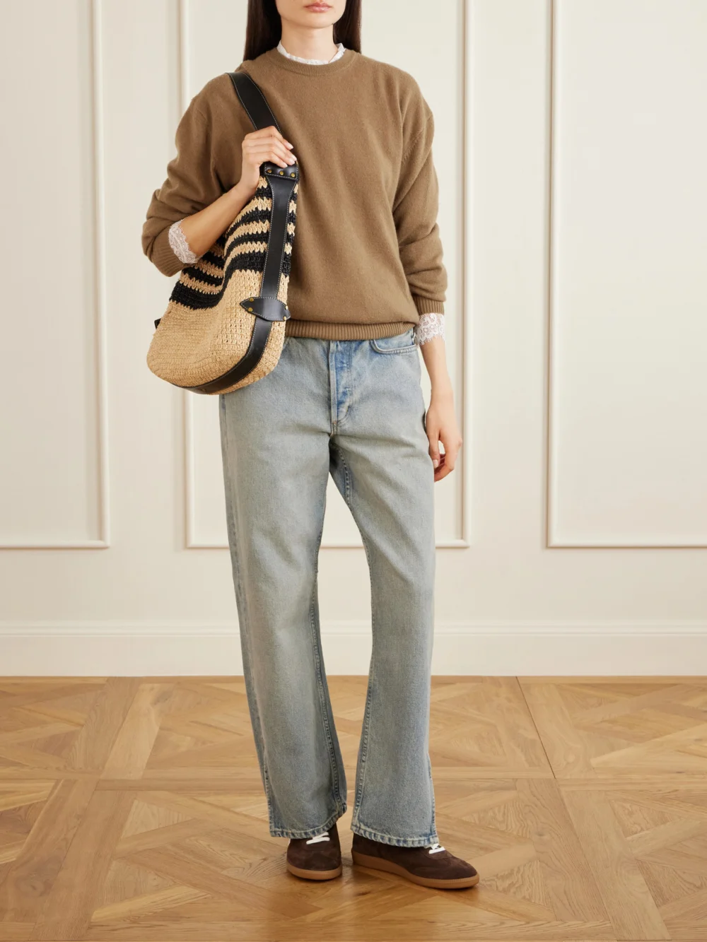 Isabel Marant Bryce Leather-trimmed Suede Sneakers, styled view