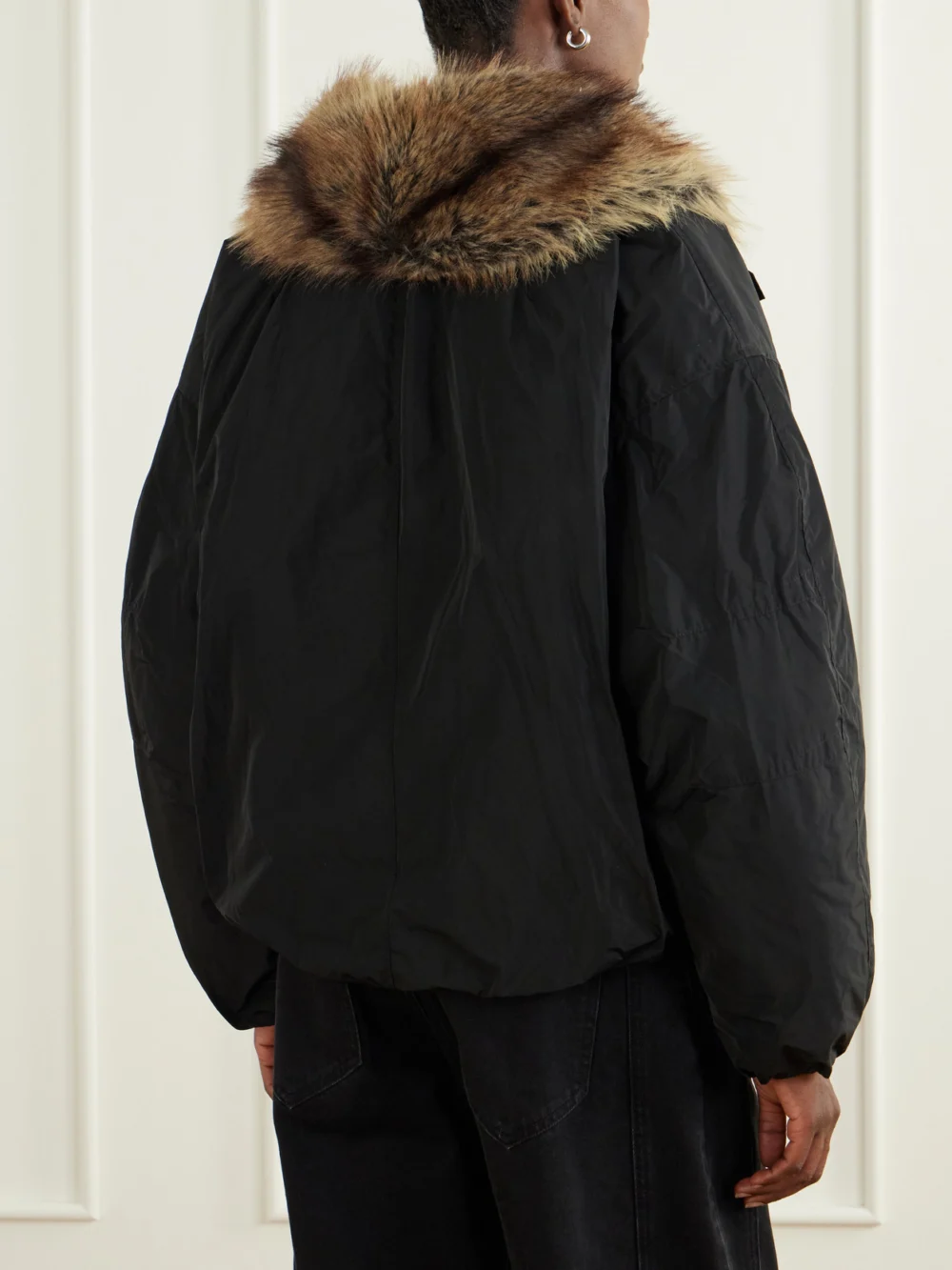 Back view of the Isabel Marant Charone Reversible Plush-trimmed Shell Jacket