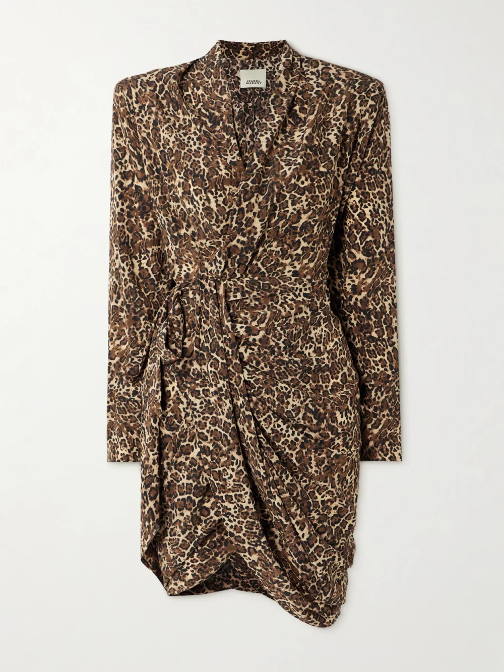 Isabel Marant Cleora Asymmetric Belted Leopard-print Stretch-silk Dress in leopard print
