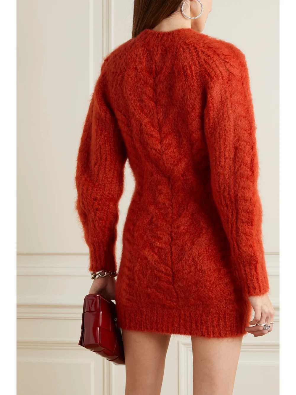 Back view of the Isabel Marant Cutout Cable-knit Mohair-blend Mini Dress