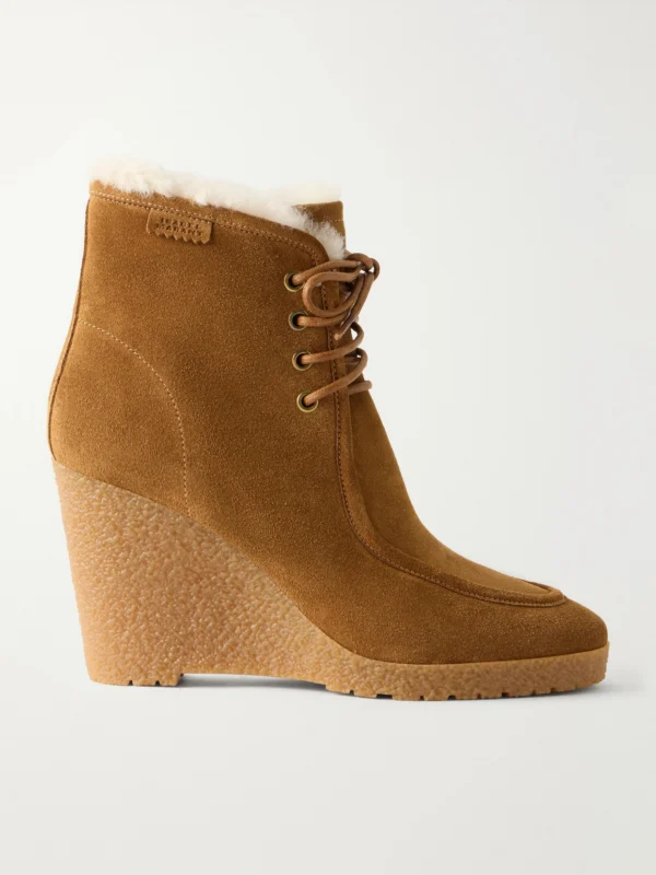 Isabel Marant Cylia Shearling-trimmed Suede Wedge Ankle Boots