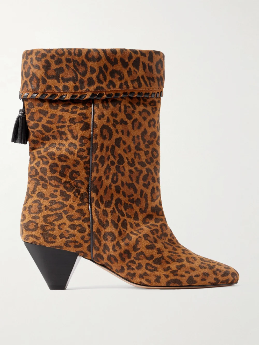Isabel Marant Dalby Tasseled Leather-trimmed Leopard-print Suede Ankle Boots in leopard print