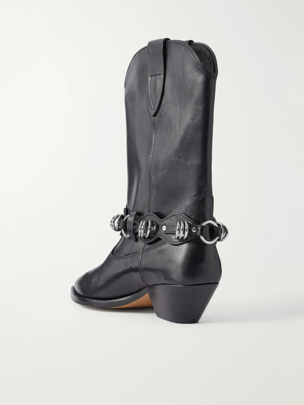 Back view of the Isabel Marant Duerto 45 Chain-embellished Leather Ankle Boots