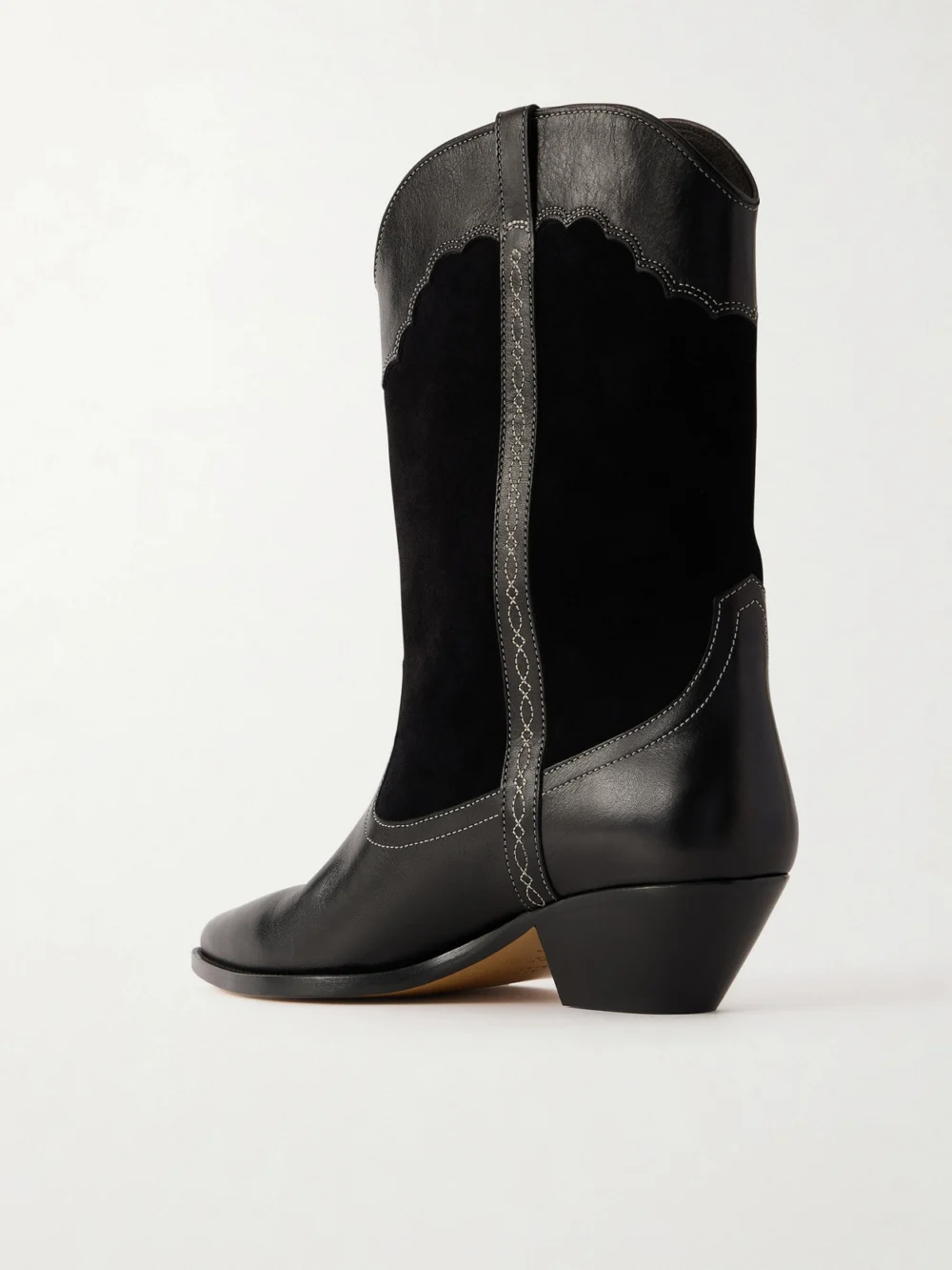 Back view of the Isabel Marant Duerto Embroidered Suede and Leather Ankle Boots