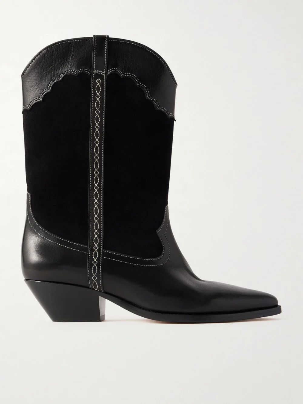 Isabel Marant Duerto Embroidered Suede and Leather Ankle Boots in black