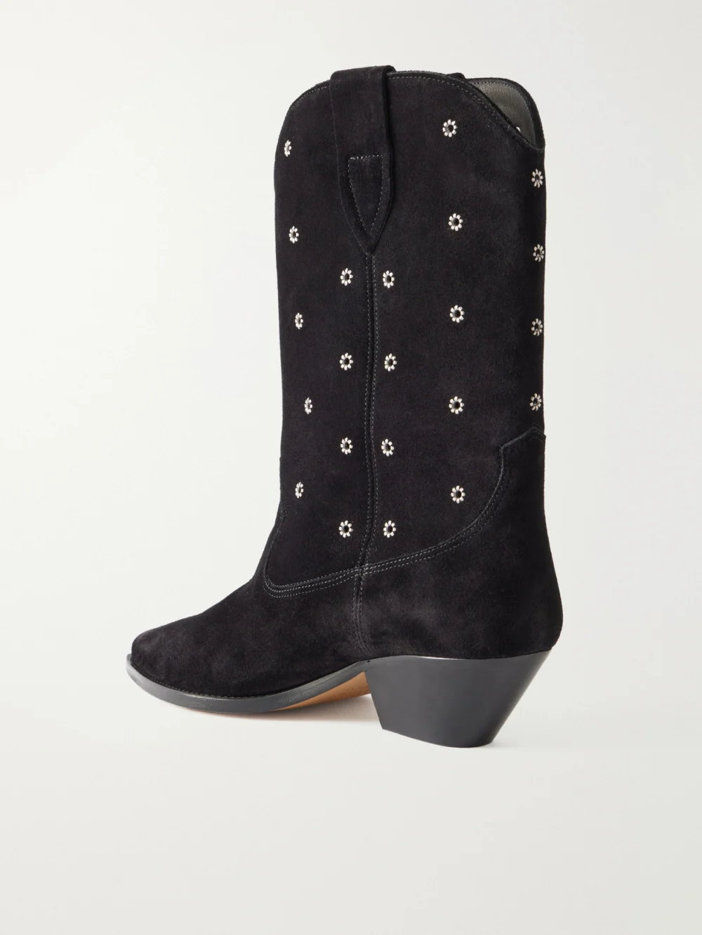 Back view of the Isabel Marant Duerto Eyelet-embellished Suede Ankle Boots