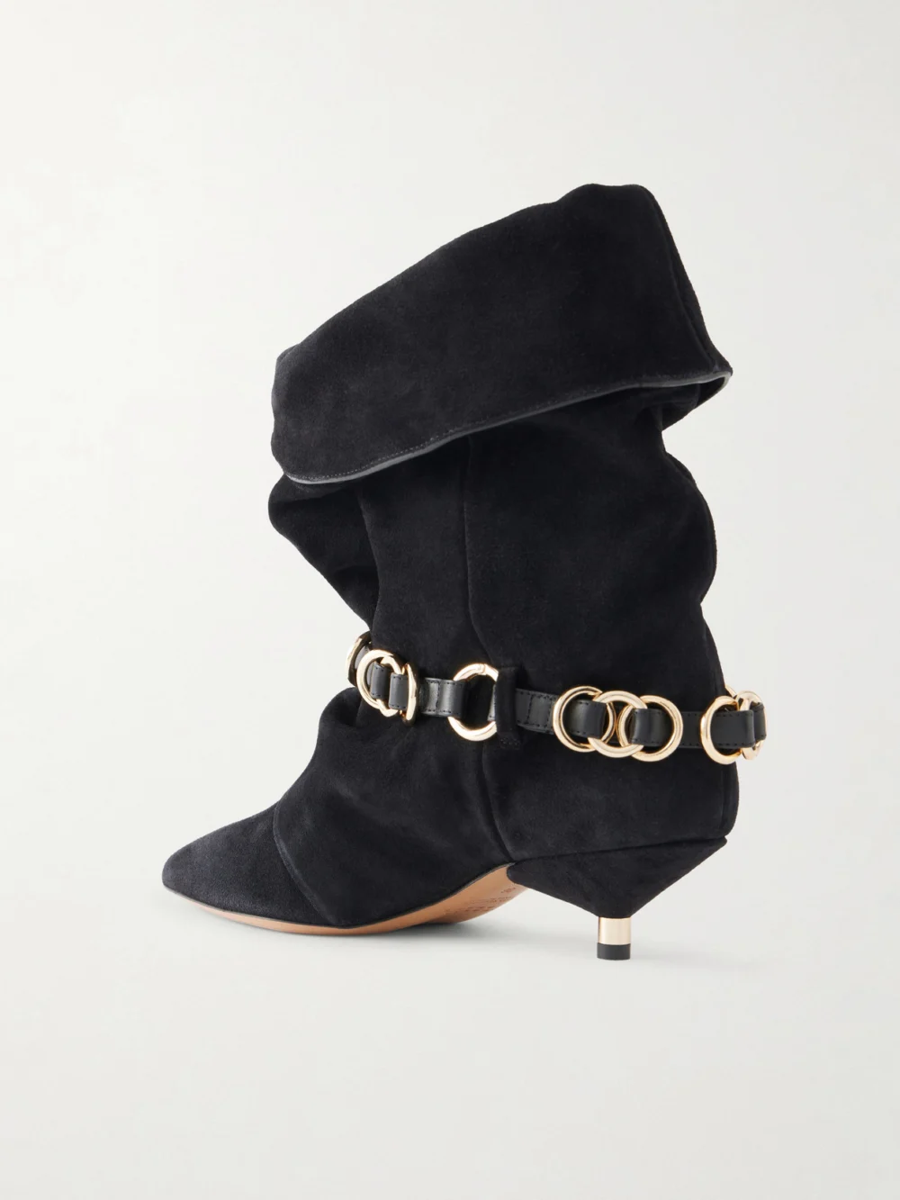 Back view of the Isabel Marant Edrik 40 Embellished Leather-trimmed Suede Ankle Boots