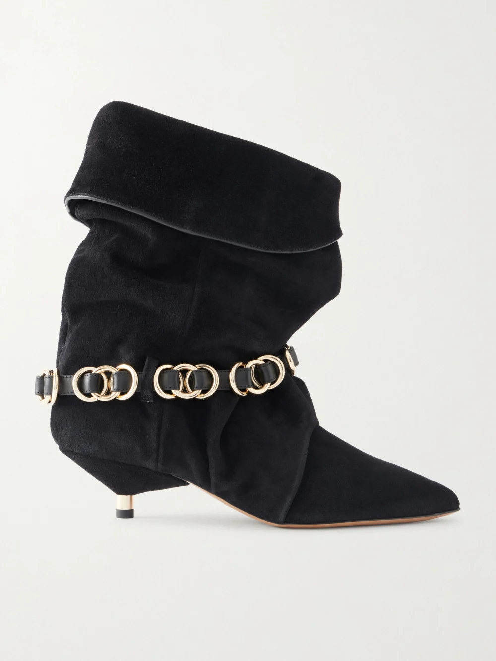 Isabel Marant Edrik 40 Embellished Leather-trimmed Suede Ankle Boots in black