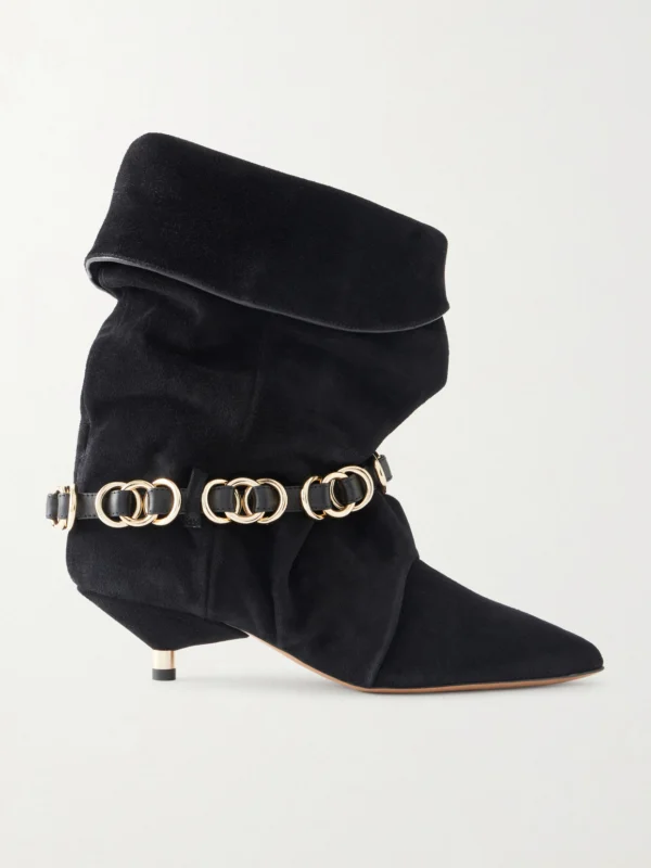 Isabel Marant Edrik 40 Embellished Leather-trimmed Suede Ankle Boots