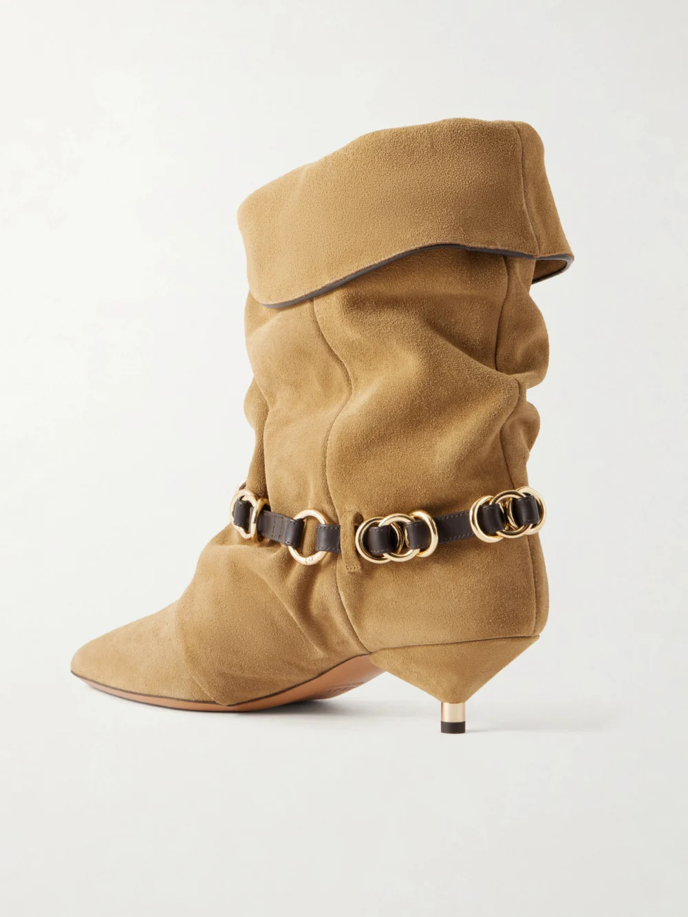 Back view of the Isabel Marant Edrik 40 Embellished Leather-trimmed Suede Ankle Boots