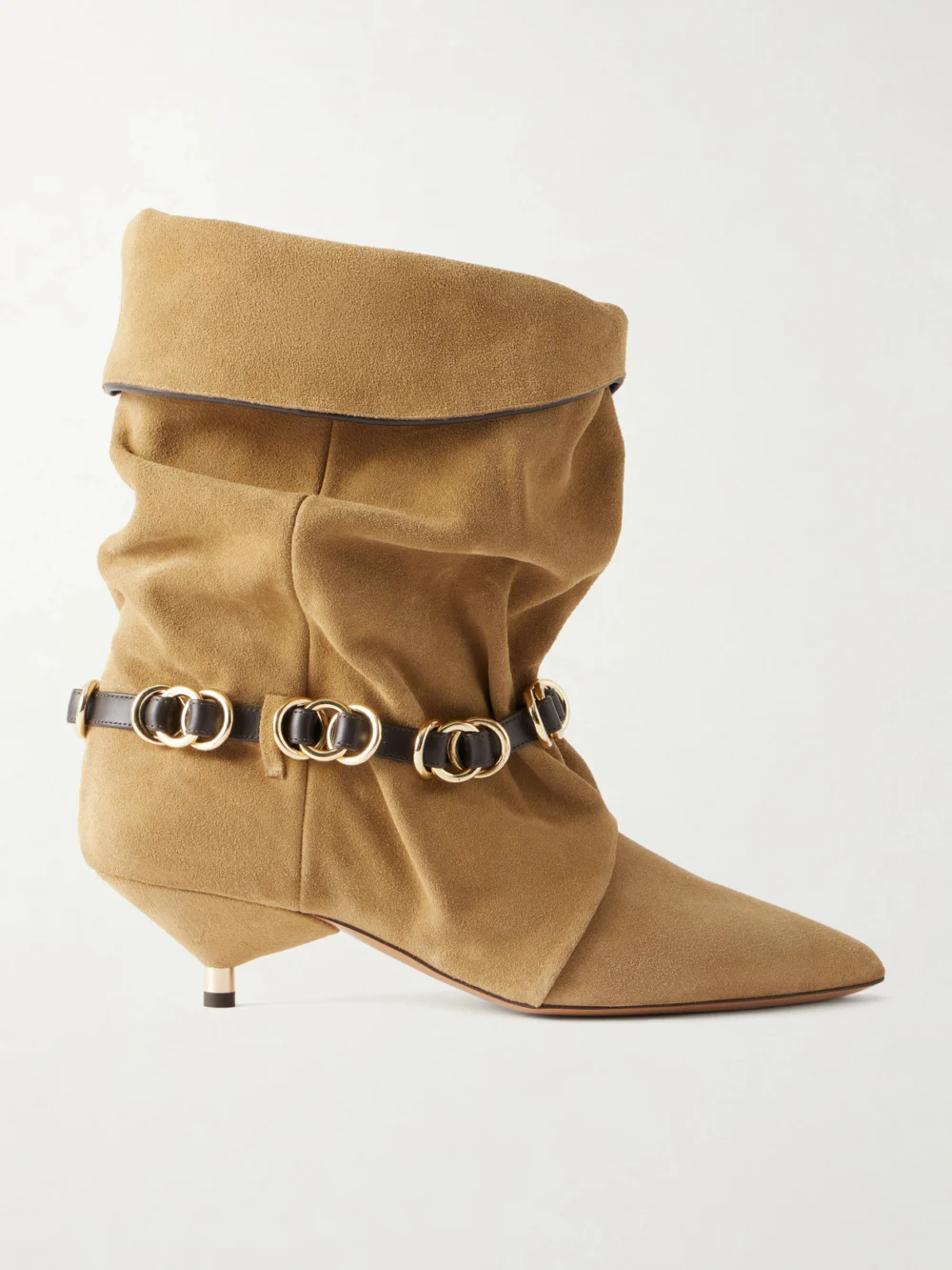 Isabel Marant Edrik 40 Embellished Leather-trimmed Suede Ankle Boots in taupe