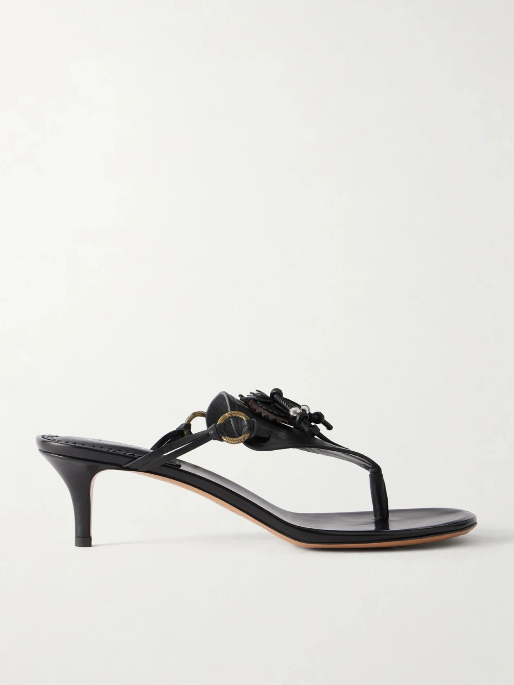 Isabel Marant Ekyne Leather Thong Embellished Sandals in black