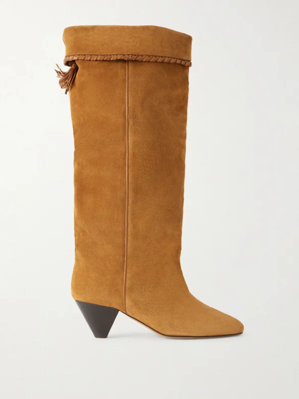 Isabel Marant Elita Tasseled Leather-trimmed Suede Knee Boots