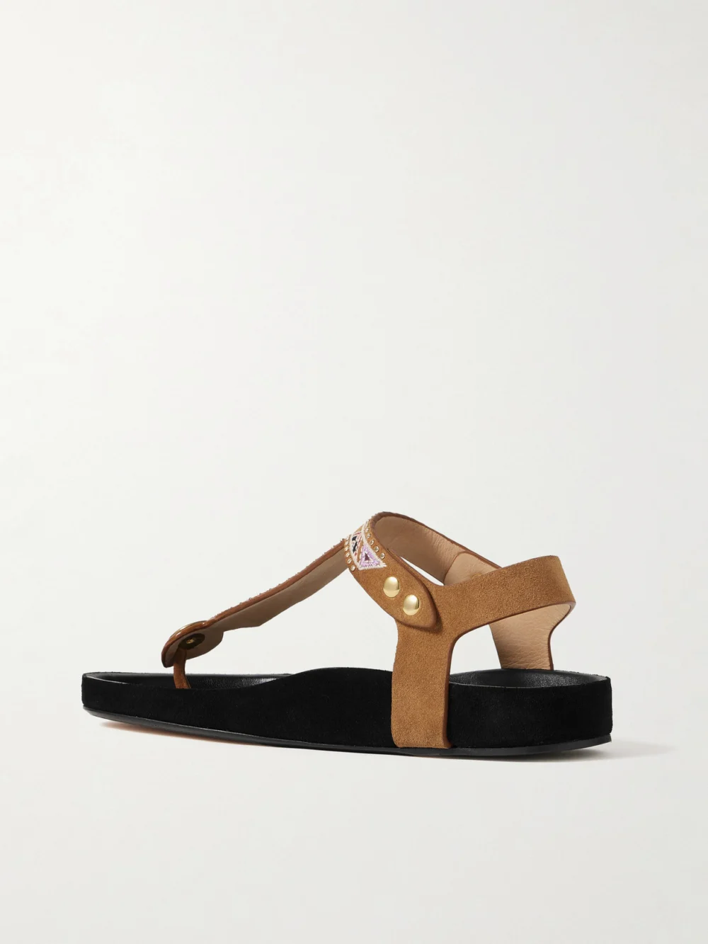 Back view of the Isabel Marant Enore Studded Embroidered Suede Sandals