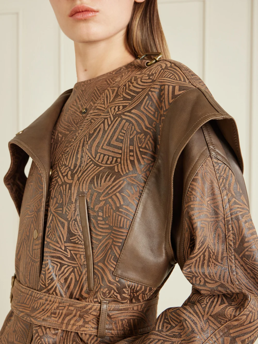Close-up detail of the Isabel Marant Erine Leather Jacket