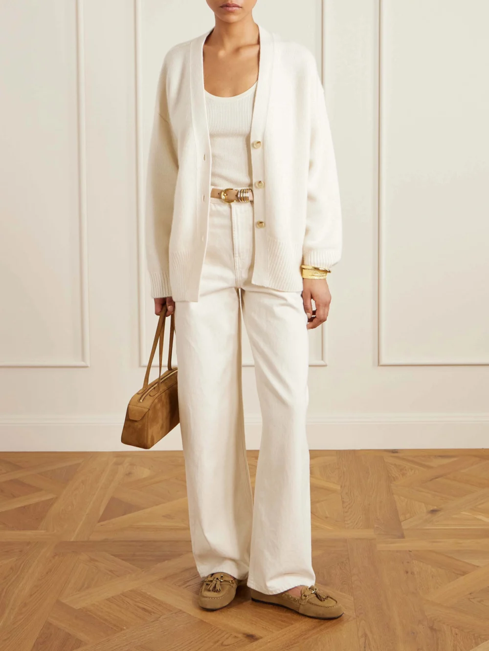 Isabel Marant Faxel Embellished Suede Loafers, styled view