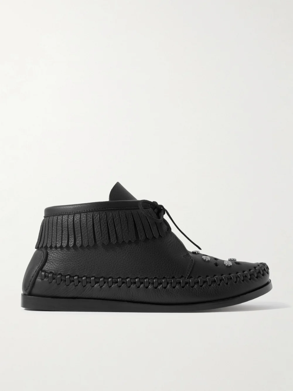 Isabel Marant Felsa Fringed Embellished Leather Ankle Boots in black